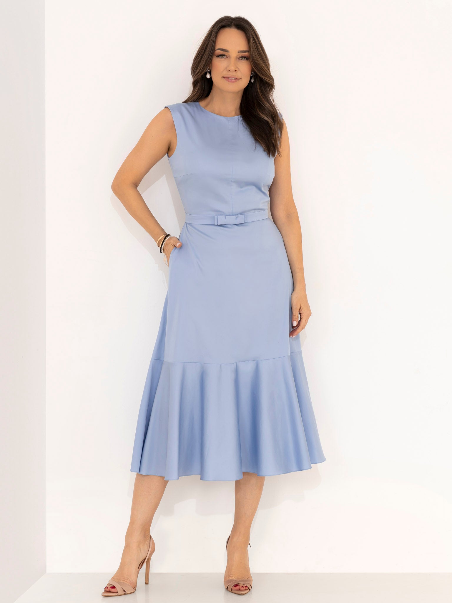 Selene dress with sky blue ruffle – Andreea Raicu